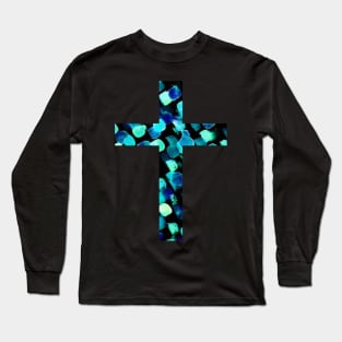 Polka Dots Easter Cross Design Long Sleeve T-Shirt